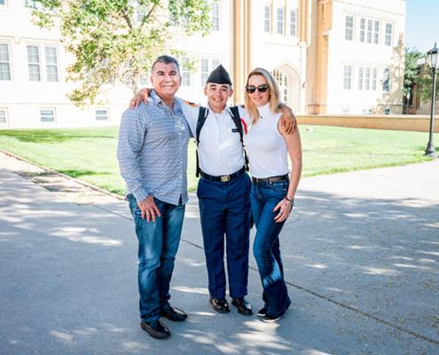 Cadet with parents on campus